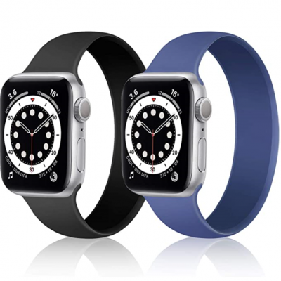 苹果Apple watch六代solo loop纯色单圈一体硅胶弹力手表带